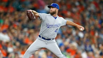 HOUSTON, TX - JUNE 22: Danny Duffy #41 of the Kansas City Royals pitches in the first inning against the Houston Astros at Minute Maid Park on June 22, 2018 in Houston, Texas. (Photo by Bob Levey/Getty Images)