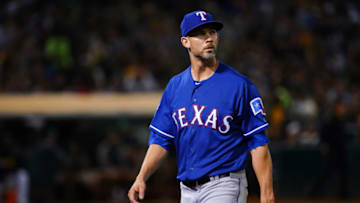 OAKLAND, CALIFORNIA - SEPTEMBER 20: Mike Minor #23 of the Texas Rangers walks off the field after allowing a fifth run in the fourth inning against the Oakland Athletics at Ring Central Coliseum on September 20, 2019 in Oakland, California. (Photo by Daniel Shirey/Getty Images)