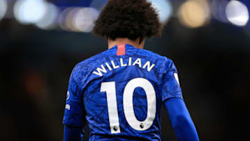 MANCHESTER, ENGLAND - NOVEMBER 23: Willian of Chelsea looks on during the Premier League match between Manchester City and Chelsea FC at the Etihad Stadium on November 23, 2019 in Manchester, United Kingdom. (Photo by Simon Stacpoole/Offside/Offside via Getty Images)