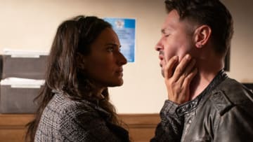 CHICAGO P.D. -- "Descent" Episode 609 -- Pictured: (l-r) America Olivo as Laura Dawson, Jon Seda as Det. Antonio Dawson -- (Photo by: Sandy Morris/NBC)