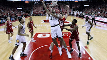 MADISON, WISCONSIN - FEBRUARY 12: Nick Ward #44 of the Michigan State Spartans attempts a shot while being guarded by Nate Reuvers #35 of the Wisconsin Badgers in the first half at the Kohl Center on February 12, 2019 in Madison, Wisconsin. (Photo by Dylan Buell/Getty Images)
