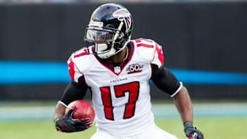 Dec 13, 2015; Charlotte, NC, USA; Atlanta Falcons wide receiver Devin Hester (17) returns a punt in the second half against the Carolina Panthers at Bank of America Stadium. Panthers defeated the Falcons 38-0. Mandatory Credit: Jeremy Brevard-USA TODAY Sports