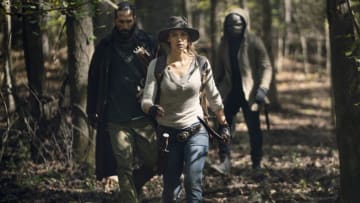 Lauren Cohan as Maggie, Okea Eme-Akwari as Elijah, James Devoti as Cole - The Walking Dead _ Season 10, Episode 17 - Photo Credit: Eli Ade/AMC