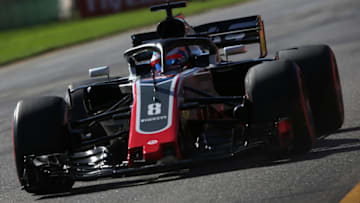 MELBOURNE, AUSTRALIA - MARCH 23: Romain Grosjean of France driving the (8) Haas F1 Team VF-18 Ferrari on track during practice for the Australian Formula One Grand Prix at Albert Park on March 23, 2018 in Melbourne, Australia. (Photo by Charles Coates/Getty Images)