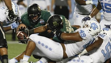 Dec 29, 2015; Orlando, FL, USA; Baylor Bears running back Terence Williams (22) stretches to reach the end zone during the second half of a football game against the North Carolina Tar Heels at Florida Citrus Bowl.Baylor won 49-38. Mandatory Credit: Reinhold Matay-USA TODAY Sports