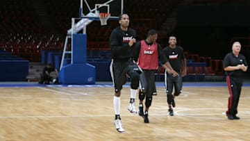 Shaun Livingston of the Miami Heat participates in an agility drill during team practice as part of the 2008 NBA Europe Live Tour (Photo by Nathaniel S. Butler/NBAE via Getty Images)