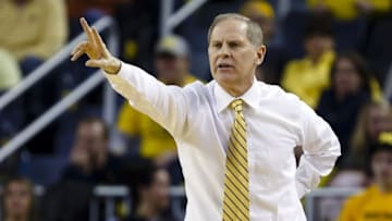 Mar 5, 2016; Ann Arbor, MI, USA; Michigan Wolverines head coach John Beilein on the sideline during the first half against the Iowa Hawkeyes at Crisler Center. Mandatory Credit: Rick Osentoski-USA TODAY Sports
