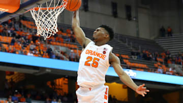 SYRACUSE, NEW YORK - NOVEMBER 06: Tyus Battle #25 of the Syracuse Orange dunks the ball against the Eastern Washington Eagles during the second half at the Carrier Dome on November 06, 2018 in Syracuse, New York. (Photo by Rich Barnes/Getty Images)