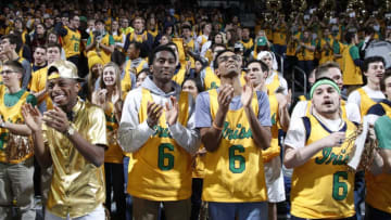SOUTH BEND, IN - JANUARY 16: Notre Dame Fighting Irish fans get ready before a game against the Louisville Cardinals at Purcell Pavilion on January 16, 2018 in South Bend, Indiana. (Photo by Joe Robbins/Getty Images)