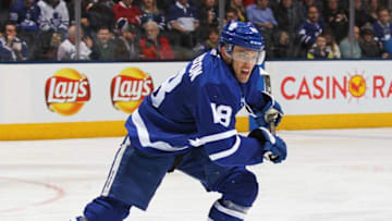 TORONTO, ON - MARCH 17: Andreas Johnsson #18 of the Toronto Maple Leafs skates against the Montreal Canadiens during an NHL game at the Air Canada Centre on March 17, 2018 in Toronto, Ontario, Canada. The Maple Leafs defeated the Canadiens 4-0. (Photo by Claus Andersen/Getty Images)