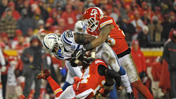 Inside linebacker Anthony Hitchens #53 and strong safety Jordan Lucas #24 of the Kansas City Chiefs (Photo by Peter G. Aiken/Getty Images)