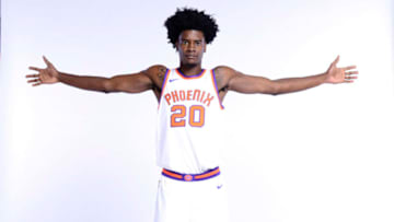 PHOENIX, AZ - SEPTEMBER 25: Josh Jackson #20 of the Phoenix Suns poses for a portrait at the Talking Stick Resort Arena in Phoenix, Arizona. NOTE TO USER: User expressly acknowledges and agrees that, by downloading and or using this Photograph, user is consenting to the terms and conditions of the Getty Images License Agreement. Mandatory Copyright Notice: Copyright 2017 NBAE (Photo by Barry Gossage/NBAE via Getty Images)