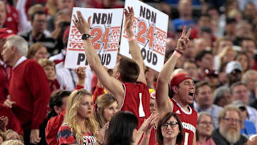Badger fans show their support in the first half during Wisconsin-Kentucky men's basketball game at the NCAA Final Four Semifinal, Saturday, April 5, 2014, at AT&T Stadium in Arlington, Texas.Uwmen06 44ofx Spt Wood