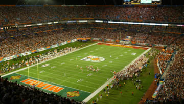 MIAMI - JANUARY 1: A general view of the Pro Player Stadium during the 2004 Orange Bowl game between the Florida State Seminoles and Miami Hurricanes on January 1, 2004 at Pro Player Stadium in Miami, Florida. Miami defeated Forida State 16-14. (Photo by Jamie Squire/Getty Images)