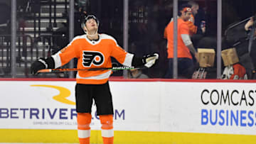 Mar 3, 2022; Philadelphia, Pennsylvania, USA; Joel Farabee Mandatory Credit: Eric Hartline-USA TODAY Sports