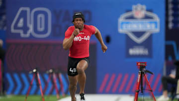 Cincinnati Bearcats wide receiver Tre Tucker participates in the 40-yard dash at Lucas Oil Stadium. USA Today.