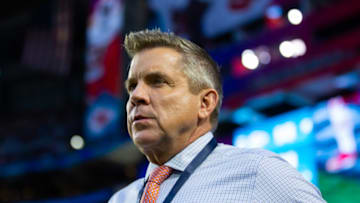 Feb 12, 2023; Glendale, Arizona, US; Denver Broncos head coach Sean Payton on the sidelines during Super Bowl LVII at State Farm Stadium. Mandatory Credit: Mark J. Rebilas-USA TODAY Sports