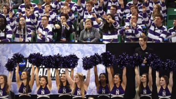 SALT LAKE CITY, UT - MARCH 18: The Northwestern Wildcats cheerleaders perform against the Gonzaga Bulldogs during the second round of the 2017 NCAA Men's Basketball Tournament at Vivint Smart Home Arena on March 18, 2017 in Salt Lake City, Utah. (Photo by Gene Sweeney Jr./Getty Images)