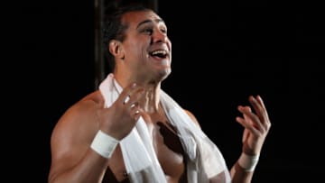 DURBAN, SOUTH AFRICA - JULY 08: Alberto Del Rio is introduced during the WWE Smackdown Live Tour at Westridge Park Tennis Stadium on July 08, 2011 in Durban, South Africa. (Photo by Steve Haag/Gallo Images/Getty Images)