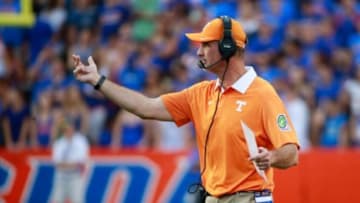 Sep 26, 2015; Gainesville, FL, USA; Tennessee Volunteers defensive coordinator John Jancek during the second half at Ben Hill Griffin Stadium. Florida Gators defeated the Tennessee Volunteers 28-27. Mandatory Credit: Kim Klement-USA TODAY Sports