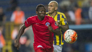 Kenneth Omeruo of Kasimpasa SK during the Super Lig match between Kasimpasa SK and Fenerbahce on September 13, 2015 at the Recep Tayyip Erdogan stadium in Istanbul, Turkey.(Photo by VI Images via Getty Images)