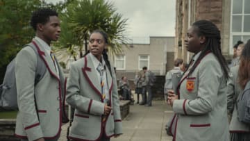 Sex Education Season 3. Kedar Williams Stirling as Jackson Marchetti, Dua Saleh as Cal in Episode 3 of Sex Education Season 3. Cr. Sam Taylor/NETFLIX © 2020
