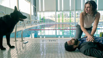 Coroner -- "Black Dog" -- Image Number: COR101_0223r.jpg -- Pictured (L-R): Serinda Swan as Dr. Jenny Cooper and Emmanuel Shirinian as David Khalighi -- Photo: © 2020 Muse Entertainment Enterprises, Inc.