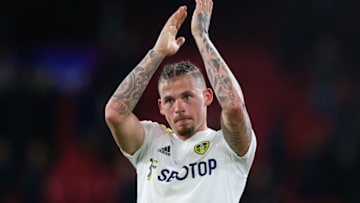 LONDON, ENGLAND - APRIL 25: Kalvin Phillips of Leeds applauds the fans after the Premier League match between Crystal Palace and Leeds United at Selhurst Park on April 25, 2022 in London, United Kingdom. (Photo by Craig Mercer/MB Media/Getty Images)