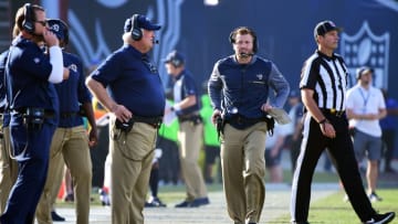 LOS ANGELES, CA - NOVEMBER 26: Head Coach Sean McVay of the Los Angeles Rams walks on the sideline during the game against the New Orleans Saints at the Los Angeles Memorial Coliseum on November 26, 2017 in Los Angeles, California. (Photo by Harry How/Getty Images)