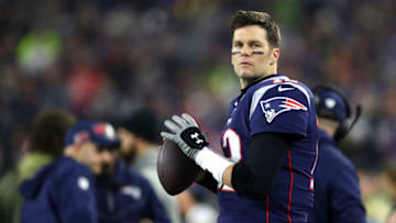 FOXBOROUGH, MASSACHUSETTS - JANUARY 04: Tom Brady #12 of the New England Patriots (Photo by Maddie Meyer/Getty Images)