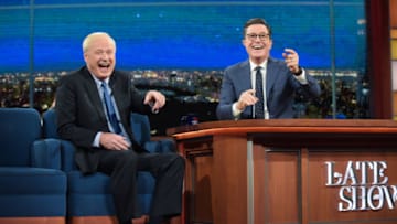 NEW YORK - JANUARY 19: The Late Show with Stephen Colbert and guest Chris Matthews during Thursday's 01/19/16 show in New York. (Photo by Scott Kowalchyk/CBS via Getty Images)