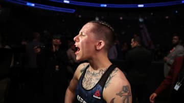 LAS VEGAS, NV - MARCH 02: Macy Chiasson leaves the octagon following her women's bantamweight bout during the UFC 235 event at T-Mobile Arena on March 2, 2019 in Las Vegas, Nevada. (Photo by Christian Petersen/Zuffa LLC/Zuffa LLC)