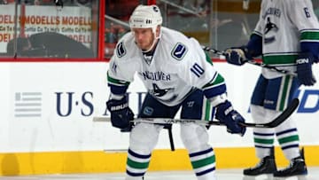 PHILADELPHIA - DECEMBER 03: Ryan Johnson #10 of the Vancouver Canucks skates against the Philadelphia Flyers on December 3, 2009 at Wachovia Center in Philadelphia, Pennsylvania. The Canucks defeated the Flyers 3-0. (Photo by Jim McIsaac/Getty Images)