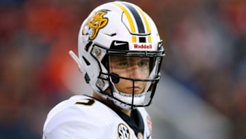 MEMPHIS, TENNESSEE - DECEMBER 31: Drew Lock #3 of the Missouri Tigers reacts during the AutoZone Liberty Bowl against the Oklahoma State Cowboys at the Liberty Bowl Memorial Stadium on December 31, 2018 in Memphis, Tennessee. (Photo by Jonathan Bachman/Getty Images)