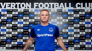 HALEWOOD, ENGLAND - JULY 8: (MINIMUM FEES APPLY - MINIMUM PRINT/BROADCAST FEE OF 150 GBP, ONLINE FEE OF 75 GBP, OR LOCAL EQUIVALENT) (EXCLUSIVE COVERAGE) New Everton signing Wayne Rooney poses for a photo at USM Finch Farm on July 8, 2017 in Halewood, England. (Photo by Tony McArdle/Everton FC via Getty Images)