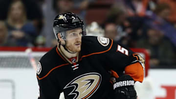 ANAHEIM, CA - OCTOBER 26: Korbinian Holzer #5 of the Anaheim Ducks skates during the third period of a game against the Nashville Predators at Honda Center on October 26, 2016 in Anaheim, California. (Photo by Sean M. Haffey/Getty Images)