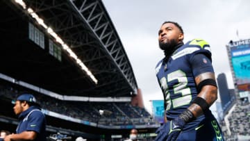 Sep 19, 2021; Seattle, Washington, USA; Seattle Seahawks strong safety Jamal Adams (33) returns to the locker room following pregame warmups against the Tennessee Titans at Lumen Field. Mandatory Credit: Joe Nicholson-USA TODAY Sports