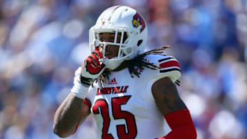 LEXINGTON, KY - SEPTEMBER 14: Calvin Pryor #25 of the Louisville Cardinals celebrates during the game against the Kentucky Wildcats at Commonwealth Stadium on September 14, 2013 in Lexington, Kentucky. (Photo by Andy Lyons/Getty Images)