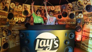 Coachella festivalgoers enjoy themselves inside the Lays Potadomes on Saturday, April 16, 2022 in Indio, Calif. (Photo by Lauren Justice/Invision for Frito-Lay North America/AP Images)