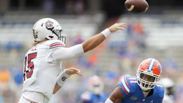 South Carolina quarterback Collin Hill (15). [Brad McClenny/The Gainesville Sun]Flgai 100320 Ufvs Scarolina Fb Game07