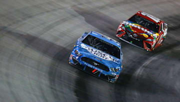 Kevin Harvick, Stewart-Haas Racing, and Kyle Busch, Joe Gibbs Racing, NASCAR (Photo by Sean Gardner/Getty Images)