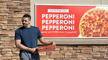 Tennessee basketball player Tyreke Key filming for social media at the Caseys in Halls on Wednesday, February 22, 2023. Key has partnered with Casey's in an NIL deal to promote the company's new pizza, PEPPERONI, PEPPERONI, PEPPERONI.Tyreke Key Nil Caseys