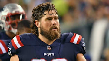 Aug 19, 2021; Philadelphia, Pennsylvania, USA; New England Patriots center David Andrews (60) runs off the field against the Philadelphia Eagles at Lincoln Financial Field. Mandatory Credit: Eric Hartline-USA TODAY Sports