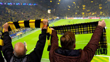 Supporters of Borussia Dortmund during a UEFA Champions League game. (Photo by TF-Images/Getty Images)