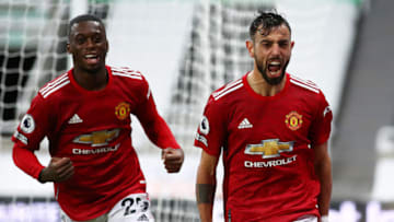 Bruno Fernandes of Manchester United celebrates (Photo by Alex Pantling/Getty Images)