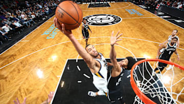 BROOKLYN, NY - NOVEMBER 28: Rudy Gobert #27 of the Utah Jazz dunks the ball against the Brooklyn Nets on November 28, 2018 at Barclays Center in Brooklyn, New York. Copyright 2018 NBAE (Photo by Nathaniel S. Butler/NBAE via Getty Images)