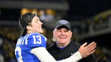 Fans on X were hopeful that Mike Elko taking the Texas A&M job means Auburn football will bring former Alabama high school star Riley Leonard home (Photo by G Fiume/Getty Images)