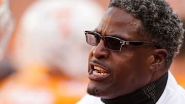 KNOXVILLE, TN - NOVEMBER 3: Tracy Rocker yells during the game between the Charlotte 49ers and the Tennessee Volunteers at Neyland Stadium on November 3, 2018 in Knoxville, Tennessee. Tennessee won the game 14-3. (Photo by Donald Page/Getty Images)