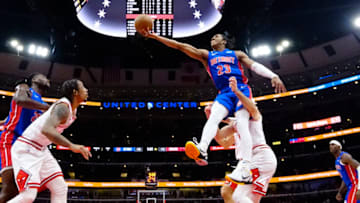 Detroit Pistons guard Jaden Ivey (23) shoots against the Chicago Bulls Credit: David Banks-USA TODAY Sports
