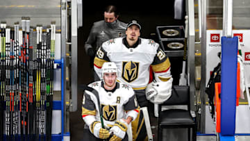 Marc-Andre Fleury #29 of the Vegas Golden Knights looks on from the bench against the Dallas Stars during the first period in Game Four of the Western Conference Final. (Photo by Bruce Bennett/Getty Images)